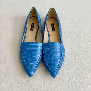 Nine West Blue Reptile Print Pointed Toe Loafers Slip-on Flats Size 8.5